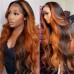 4/350 Ginger Highlight 13x4 Transparent Lace Front Wig Ombre Ginger Human Hair Wig
